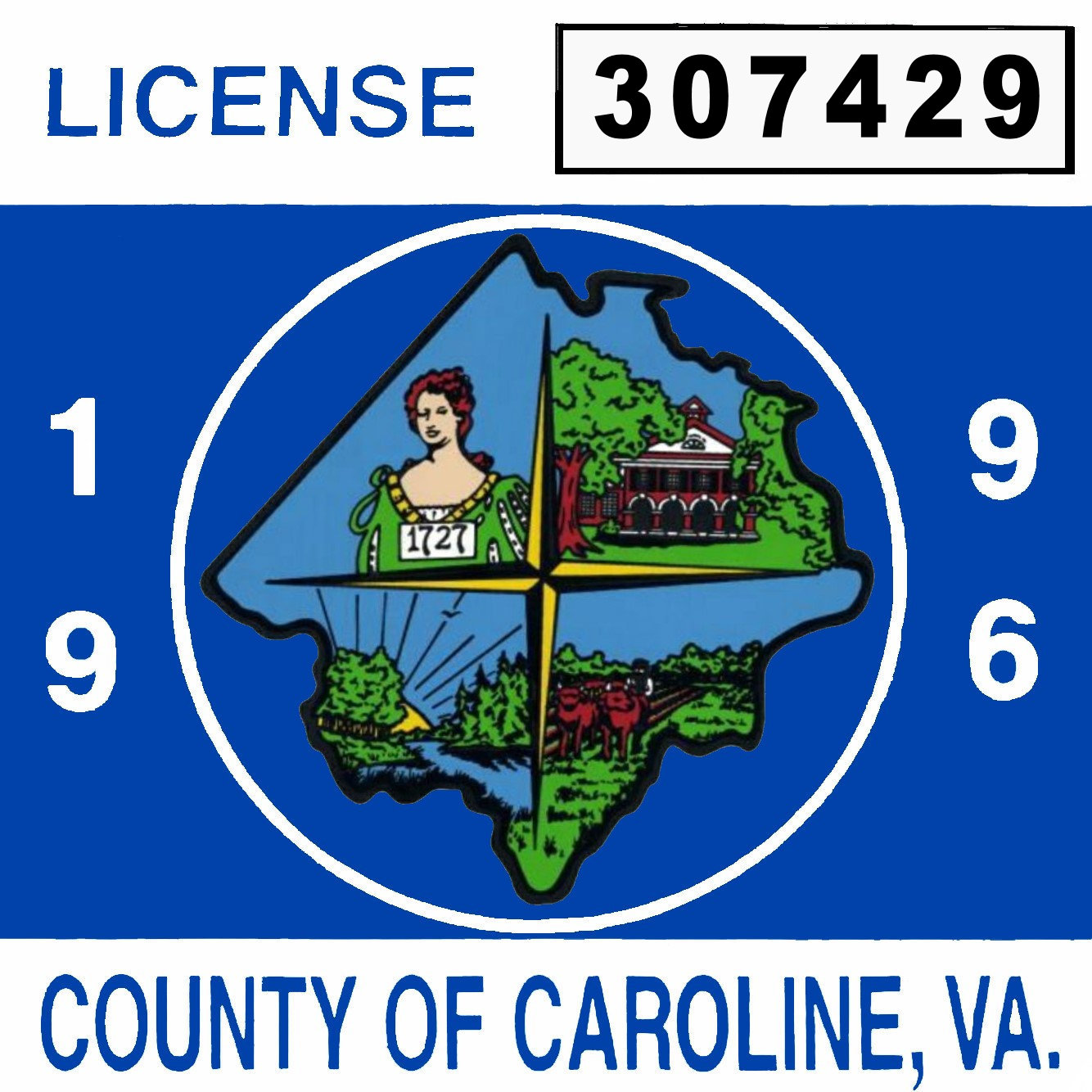 (image for) 1996 VA Caroline City Sticker